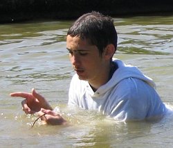 Wet T-shirt and jeans