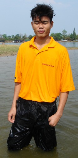 Wet T-shirt and jeans